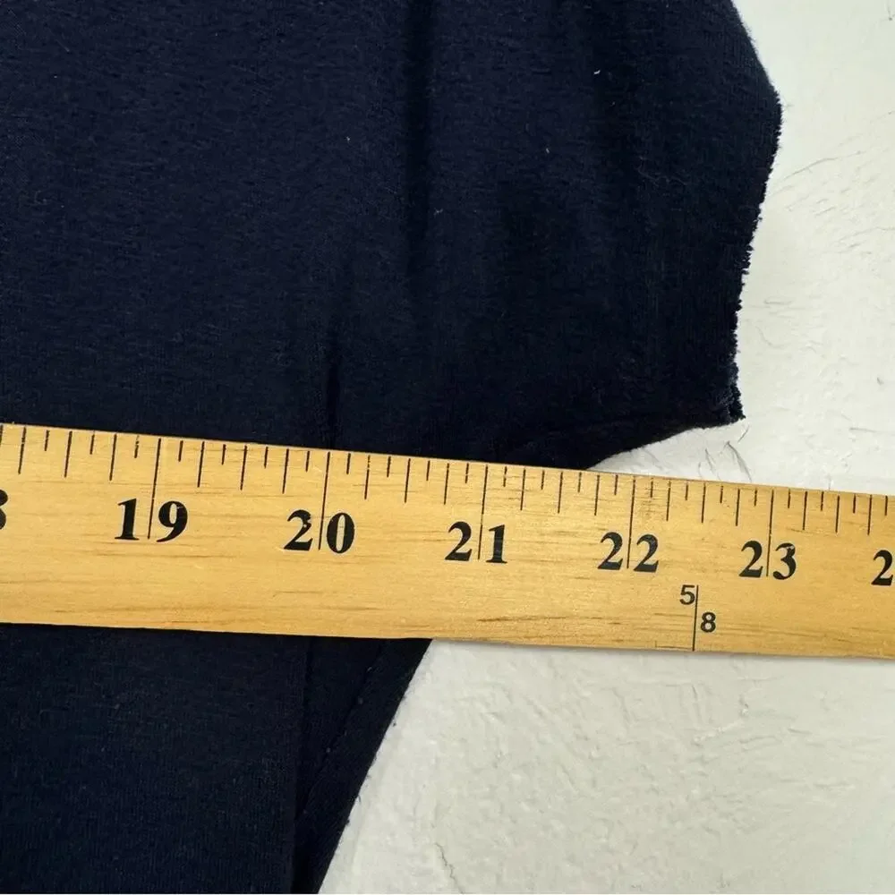Bailey 44 Navy Blue Zip Boat Neck Y2K Blouse Womens L Preppy Girly Short Sleeve - Picture 10 of 11